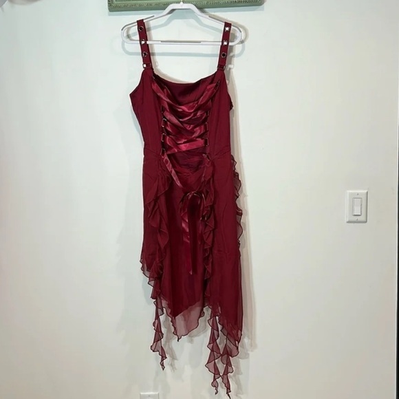 Current Mood x Dolls Kill Burgundy baddie fairy midi dress size xxl women’s nwt - Picture 1 of 5